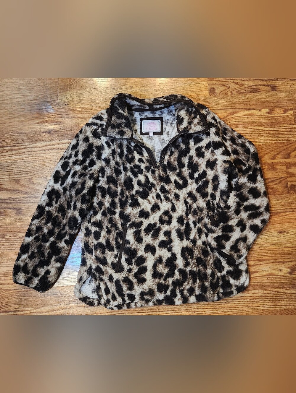 Cozy Sherpa Animal Print Leopard Teddy Pullover Jacket Size L